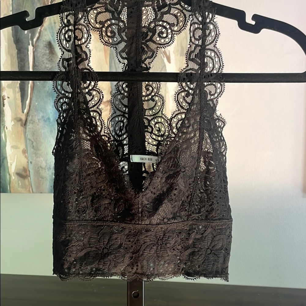 ⭐️ 5 items for $15 ⭐️ Kimchi Blue Black Lace Bralette with Scalloped Edges